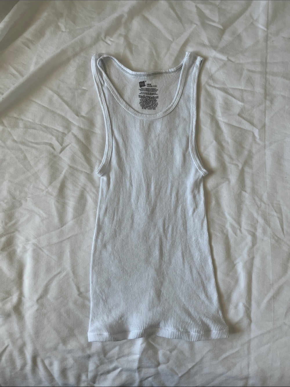 Hanes White Ribbed Tank Top